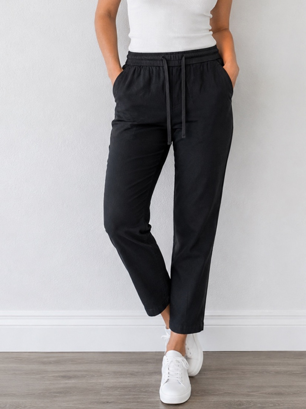James Perse Women’s Pull On Drawstring Pant Medium (2) Blue-Gray Casual Stretch